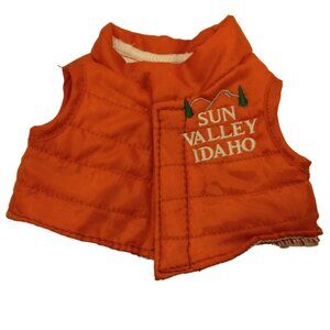 Doll Clothes Bear Puffer Vest Sun Valley Idaho Ski Clothing Orange Quilted